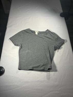 Bozzolo Gray Baby Tee Crop Top Small Y2K Minimalist Basic Streetwear Size S